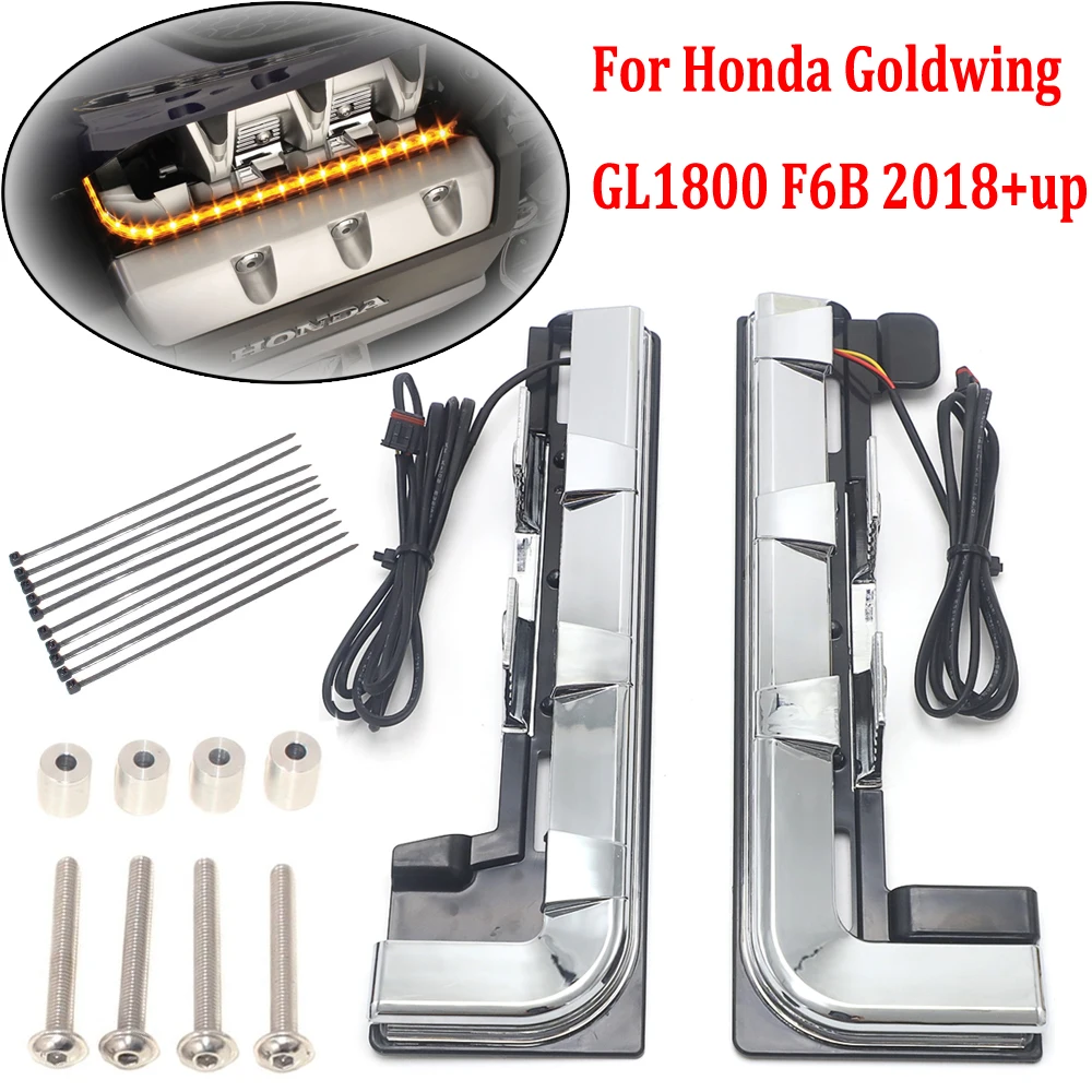 

Новинка, хромированные СВЕТОДИОДНЫЕ осветительные панели для двигателя мотоцикла Honda Goldwing GL1800 F6B GL 1800 2018 2019 2020 Gold Wing Tour DCT