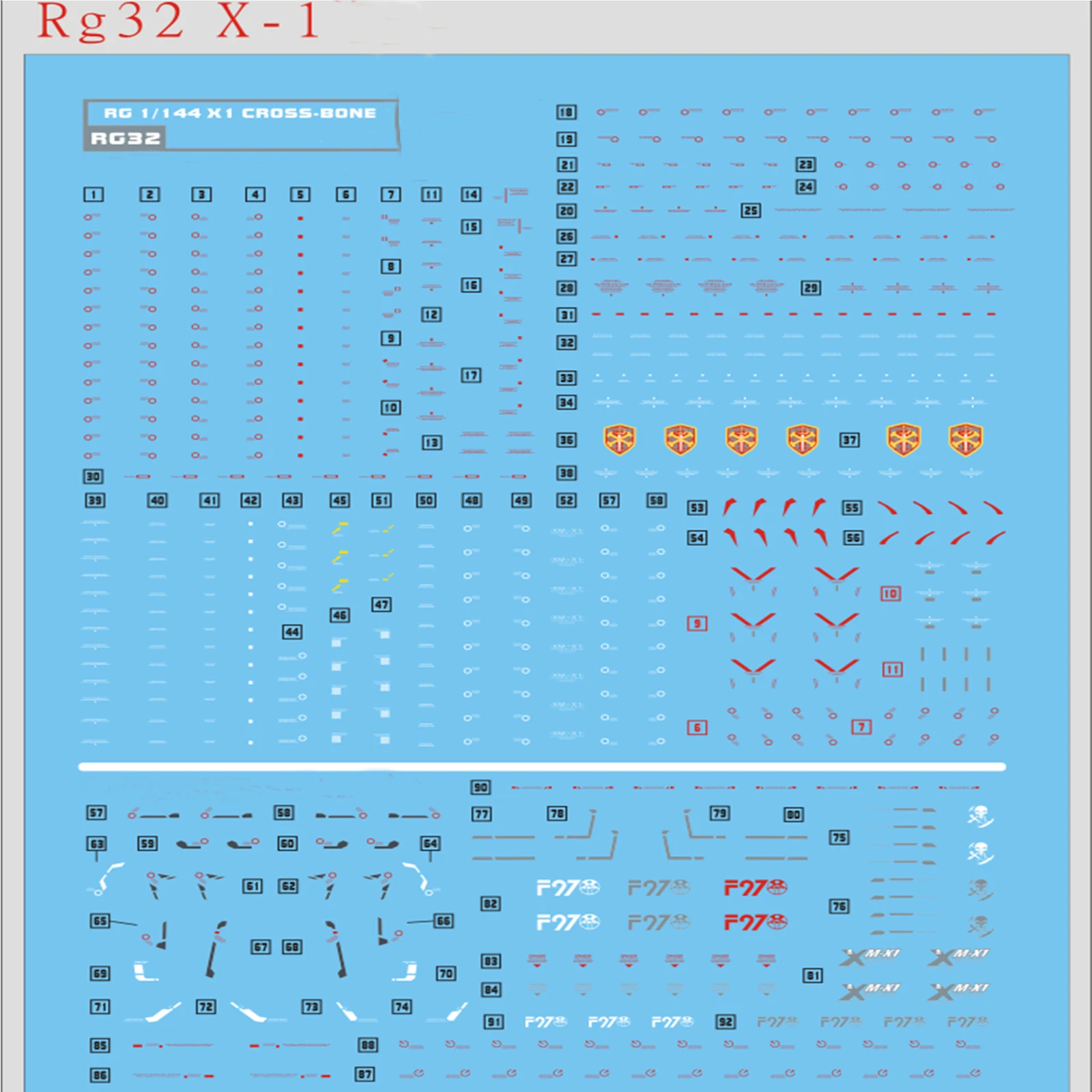 Creative DIY Water Decal Stickers for Bandai RG 1/144 X1 Crossbone Gundam X1 Model Stickers Parts
Creative DIY Water Decal Stickers for Bandai RG 1/144 X1 Crossbone Gundam X1 Model Stickers Parts