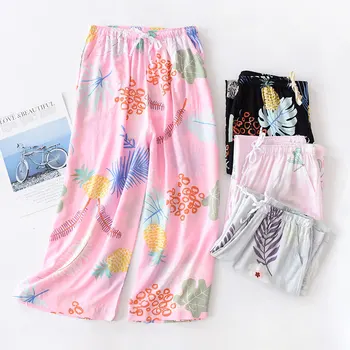 Ladies Printed Calf-length Pants for Summer Cotton Wide Leg Sleep Pants Thin Loose Style Pantalones Mujer Verano De Moda 2020
Ladies Printed Calf-length Pants for Summer Cotton Wide Leg Sleep Pants Thin Loose Style Pantalones Mujer Verano De Moda 2020