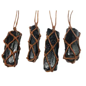 1 Pcs Natural Black Tourmaline Stone Necklace Retro Raw Gemstone Pendant Crystal Hand-Woven Craft Jet Stone Radiation Protection
1 Pcs Natural Black Tourmaline Stone Necklace Retro Raw Gemstone Pendant Crystal Hand-Woven Craft Jet Stone Radiation Protection