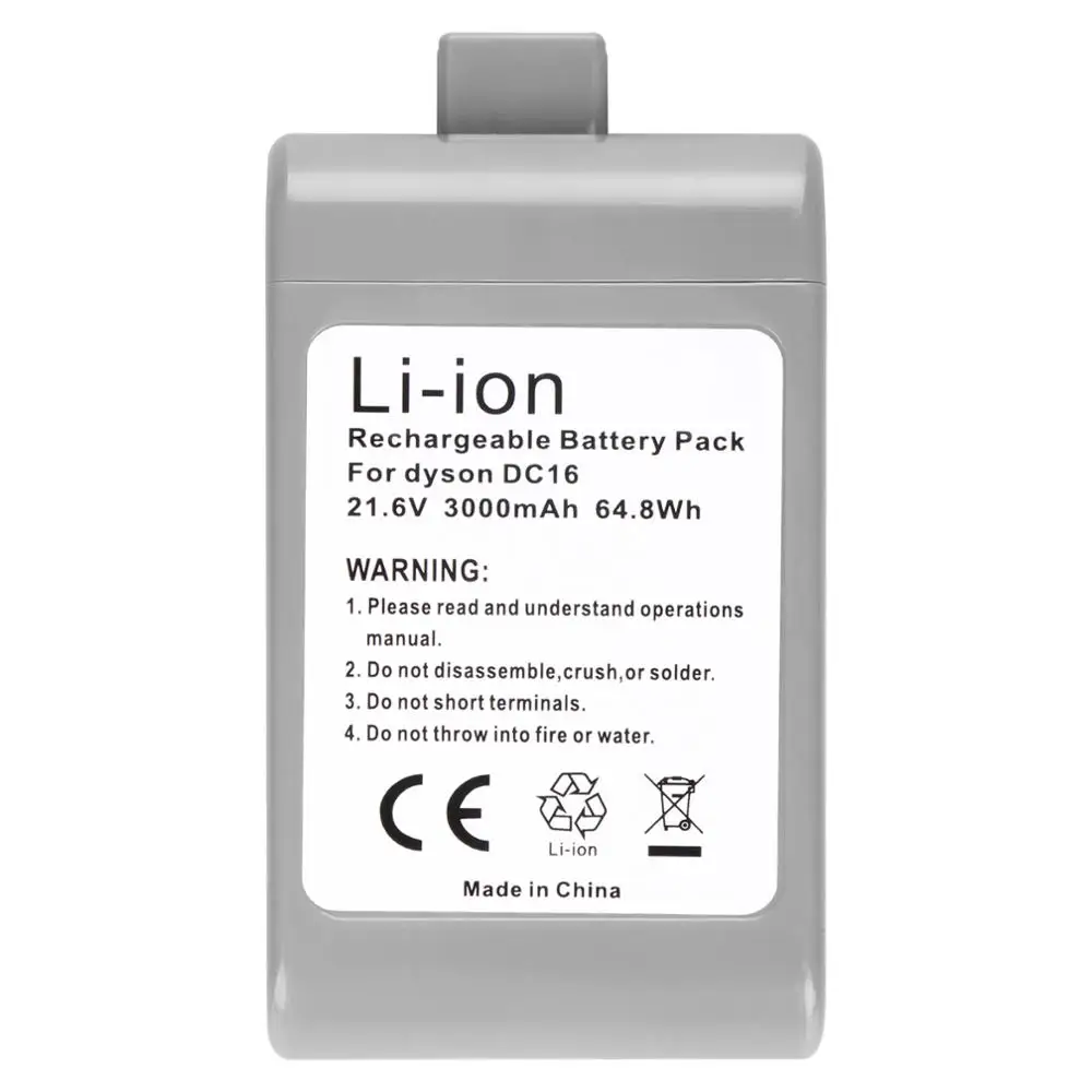 1PC 21.6V 3.0Ah Li-ion DC16 Vacuum Cleaner Replacement Battery for Dyson DC16 DC12 12097 BP01 912433-01 L30
1PC 21.6V 3.0Ah Li-ion DC16 Vacuum Cleaner Replacement Battery for Dyson DC16 DC12 12097 BP01 912433-01 L30