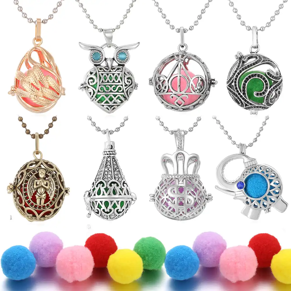 new silver gold aromatherapy necklace jewelry open locket
