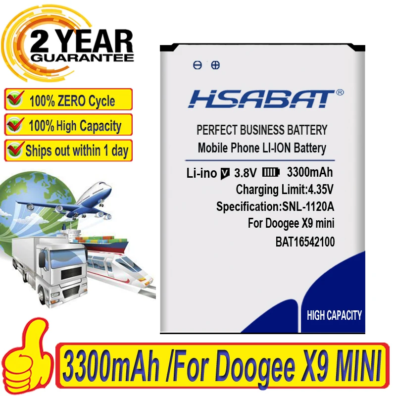 Original HSABAT 3300mAh High Capacity Zero Cycle Battery for Doogee X9 MINI 5.0inch BAT16542100 | Мобильные телефоны и