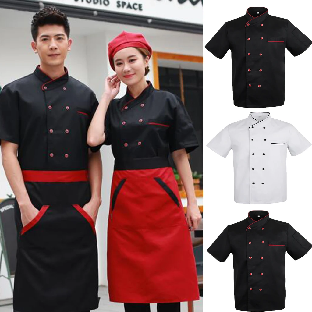 Unisex Adults Chefs Jacket Coat Hotel Kitchen Waiter Uniform Short Sleeved Food Service Cook Workwear Chefs Catering Apparel Unisex Adults Chefs Jacket Coat Hotel Kitchen Waiter Uniform Short Sleeved Food Service Cook Workwear Chefs Catering Apparel