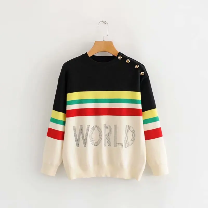 New arrival The European and American fashion color striped sweater TL65-7132 | Женская одежда