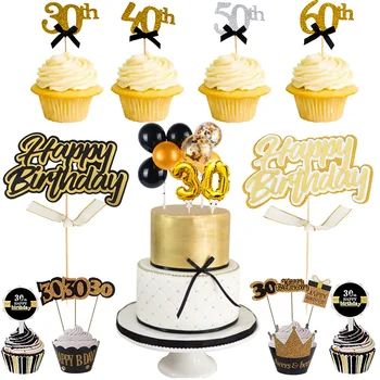 30th 40th 50th 60th Milestone Birthday Gold Black Cake Topper 30 40 50 60 years Cupcake Topper for Adult Anniversary Party Decor
30th 40th 50th 60th Milestone Birthday Gold Black Cake Topper 30 40 50 60 years Cupcake Topper for Adult Anniversary Party Decor