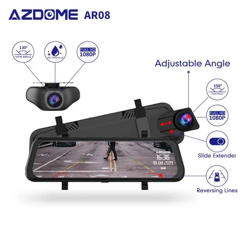AZDOME AR08 10" Mirror Dash Cam Streaming Media Full-Screen Touching ADAS Dual Lens Night Vision 1080P Front 720P Backup Car DVR
AZDOME AR08 10" Mirror Dash Cam Streaming Media Full-Screen Touching ADAS Dual Lens Night Vision 1080P Front 720P Backup Car DVR