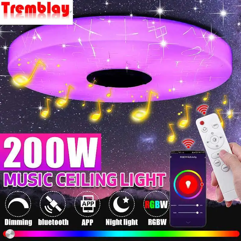 200W Modern RGB LED Ceiling Lamp Home Lighting APP WiFi bluetooth Music Light Bedroom Lamp Smart Ceiling Light + Remote Control
200W Modern RGB LED Ceiling Lamp Home Lighting APP WiFi bluetooth Music Light Bedroom Lamp Smart Ceiling Light + Remote Control