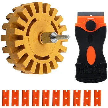 Decal Remover Wheel, Rubber Eraser Wheel for Car Adhesive Removal with Drill Adapter, Plus Plastic Razor Scraper Set
Decal Remover Wheel, Rubber Eraser Wheel for Car Adhesive Removal with Drill Adapter, Plus Plastic Razor Scraper Set