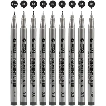 STA Fine Point Black Pigment Liner Brush Pen Waterproof Archival Ink Micro Art Marker pens for Drawing Paint Sketch design F986 
STA Fine Point Black Pigment Liner Brush Pen Waterproof Archival Ink Micro Art Marker pens for Drawing Paint Sketch design F986