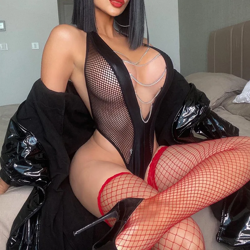 Ladies Sexy See-through Fishnet Tights Deep V Backless Sexy Bodysuit Teddy Bear Erotic Exotic Clothing Mesh See-through Bodysuit
Ladies Sexy See-through Fishnet Tights Deep V Backless Sexy Bodysuit Teddy Bear Erotic Exotic Clothing Mesh See-through Bodysuit