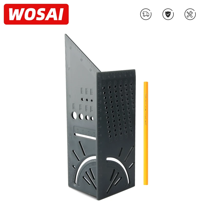 WOSAI Wood Working Ruler Multifunctional Angle Ruler 3D Mitre Angle Measuring Gauge Square Size Marking Gauging Carpenter Tool
WOSAI Wood Working Ruler Multifunctional Angle Ruler 3D Mitre Angle Measuring Gauge Square Size Marking Gauging Carpenter Tool