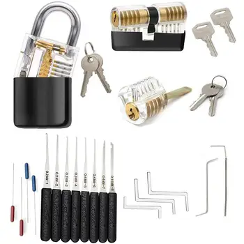 Lock Pick Set Hand Tool Tension Wrench Broken Key Tool Combination Padlock for Locksmith 3 Kinds Transparent Lock With Silicone
Lock Pick Set Hand Tool Tension Wrench Broken Key Tool Combination Padlock for Locksmith 3 Kinds Transparent Lock With Silicone