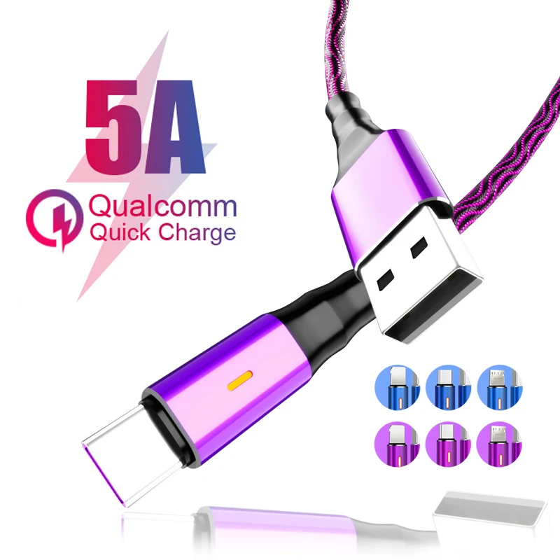 1.8m 5A Quick Charge 3.0 for iPhone 7 8 Type C Micro USB Cable Fast Charging for Samsung S8 S9 S10 plus Xiaom Redmi Note 7 8 Pro
1.8m 5A Quick Charge 3.0 for iPhone 7 8 Type C Micro USB Cable Fast Charging for Samsung S8 S9 S10 plus Xiaom Redmi Note 7 8 Pro