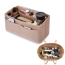 Bolsas de cosméticos bolso de tela de fieltro organizador bolsa de inserción bolso interior de viaje portátil maquillaje organizador se adapta Speedy Neverfull(China)