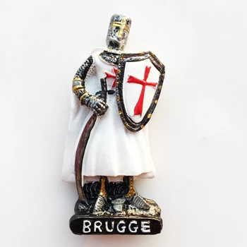 

New Handmade Painted Samurai Armor In Bruges, Belgium 3D Fridge Magnets Tourism Souvenirs Refrigerator Magnetic Stickers Gift
