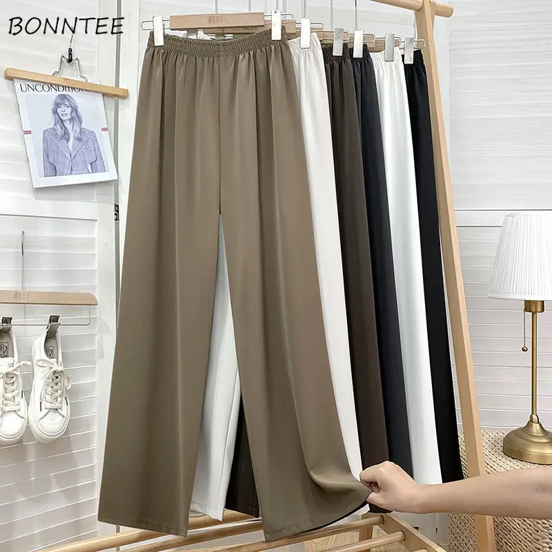 

Casual Pants Women Autumn High Elastic Waist Colorful Cozy Simple Pure All-match Breathable Vintage Prevalent Feminino Basic New