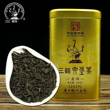 

Three Cranes Sanhe 2019 Liu Pao Tea Loose Dark Tea Leaf Guangxi Wuzhou Liupao Box Teas Hei Cha Golden Jar 200g