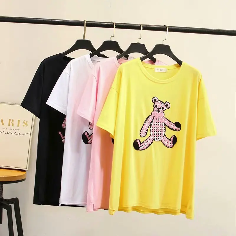 2020 Spring Clothing New Style Korean-style Plus-sized Applique Cartoon Cute Bear Solid Color Short Sleeve Crew Neck Pullover T-
2020 Spring Clothing New Style Korean-style Plus-sized Applique Cartoon Cute Bear Solid Color Short Sleeve Crew Neck Pullover T-