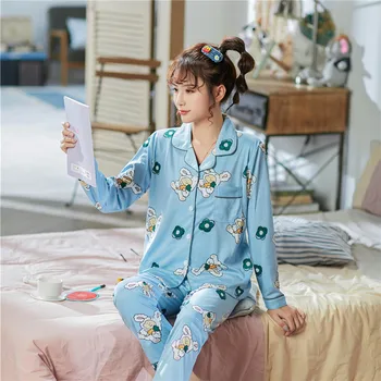 Multi-Spring and Autumn Cloth Bag Pajamas Women's GIRL'S Cute Sweet Cartoon Loose and Plus-sized Korean-style Two-Piece Set Home
Multi-Spring and Autumn Cloth Bag Pajamas Women's GIRL'S Cute Sweet Cartoon Loose and Plus-sized Korean-style Two-Piece Set Home