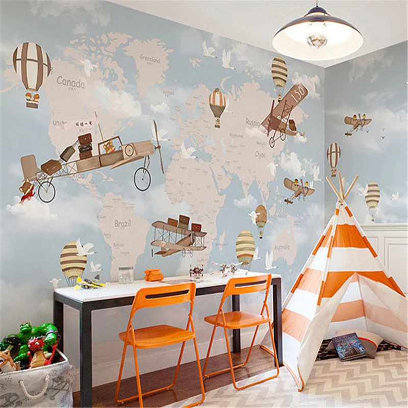 

Beibehang Custom Mural Wall paper 3D Stereo World Map Fresco Living Room Office Study Interior Decor Wallpaper Children's room