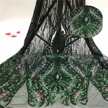 High Quatily French Lace Fabrics 2019 Latest African Tulle Mesh Lace Fabric With Sequins Nigeria Green Lace 5 Yards 
High Quatily French Lace Fabrics 2019 Latest African Tulle Mesh Lace Fabric With Sequins Nigeria Green Lace 5 Yards