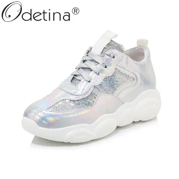 Odetina Women Low Top Platform Flat Shiny Sneakers Outdoor Soft Sole Lace Up Chunky Casual Dorky Dad Shoes Comfort Big Size 46 
Odetina Women Low Top Platform Flat Shiny Sneakers Outdoor Soft Sole Lace Up Chunky Casual Dorky Dad Shoes Comfort Big Size 46