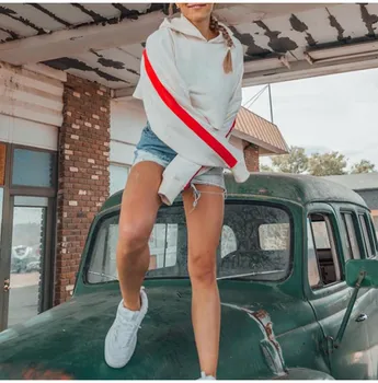 2019 Women Short Striped Casual Sweatshirt Loose Hooded Hoodies Long Sleeve Knitted Oversized Sweatshirts
2019 Women Short Striped Casual Sweatshirt Loose Hooded Hoodies Long Sleeve Knitted Oversized Sweatshirts