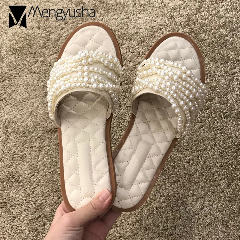 string bead open toe slippers summer outside gentlewomen pearl chain clip toe flats slides non-slip beach flip flops women shoes
string bead open toe slippers summer outside gentlewomen pearl chain clip toe flats slides non-slip beach flip flops women shoes