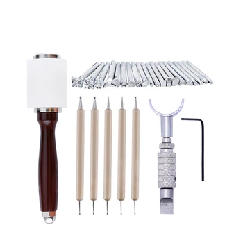 Leather Embossing Tools Leather Craft Tools Different Shape Stamps Set DIY Punch Wooden Hammer Embossing Beveler Tools
Leather Embossing Tools Leather Craft Tools Different Shape Stamps Set DIY Punch Wooden Hammer Embossing Beveler Tools