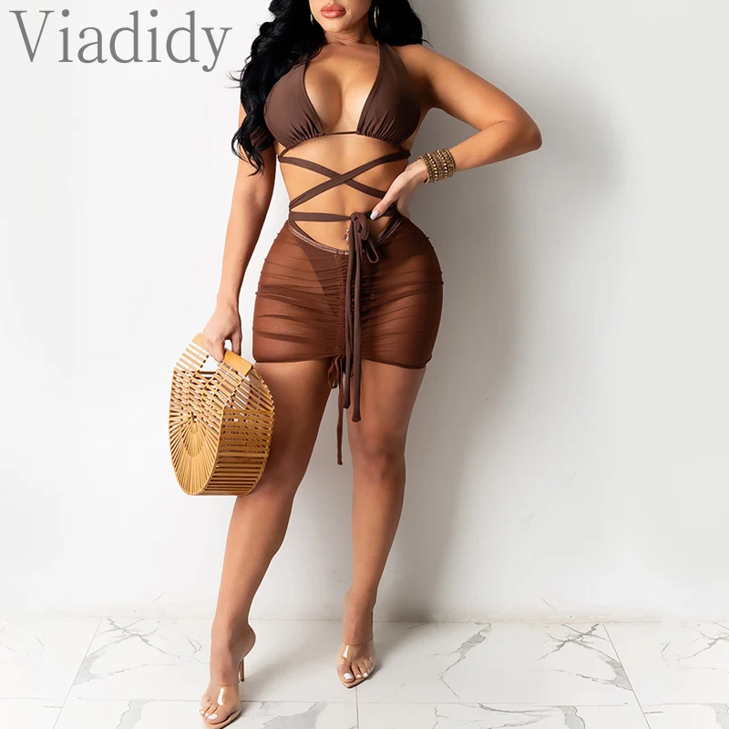 Women Solid Color Mesh Criss-Cross Design Crop Top & High Waist Pleated Skirt Set
Women Solid Color Mesh Criss-Cross Design Crop Top & High Waist Pleated Skirt Set