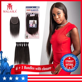 MALAIKA Hair 100% Human Hair Bundles With Swiss lace Closure Brazilian Straight Hair Weave 6 Bundles non Remy Hair
MALAIKA Hair 100% Human Hair Bundles With Swiss lace Closure Brazilian Straight Hair Weave 6 Bundles non Remy Hair