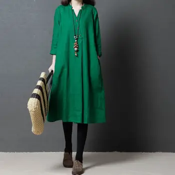2019 Spring And Summer Korean-style Loose And Plus-sized WOMEN'S Dress Fashion Comfortable Solid Color V-neck Shirt Dress 
2019 Spring And Summer Korean-style Loose And Plus-sized WOMEN'S Dress Fashion Comfortable Solid Color V-neck Shirt Dress