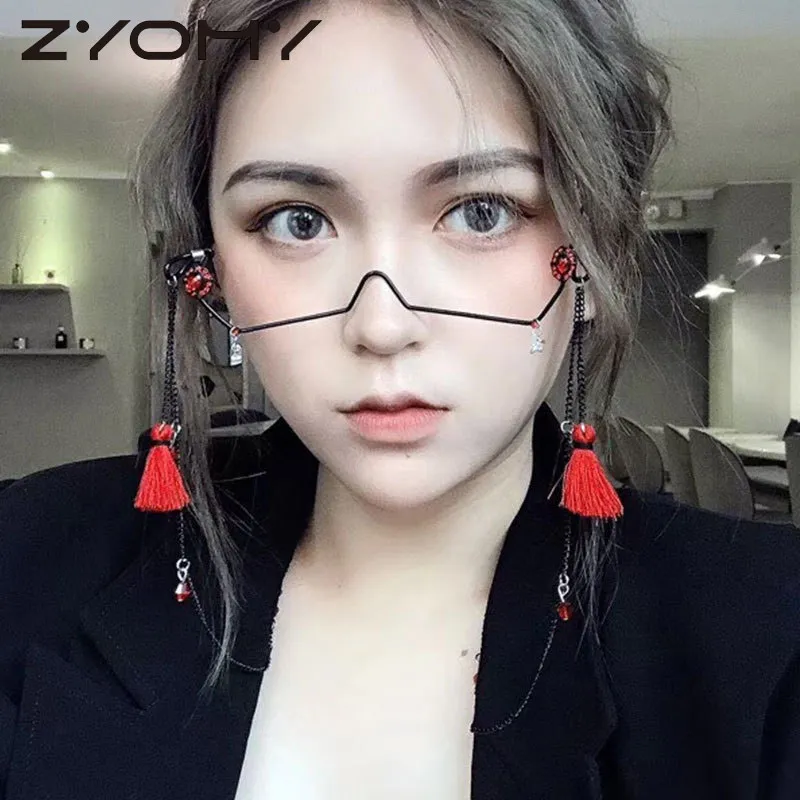 2019 Fashion Women Lensless Glasses Half Frame No Lens Brand Designer No Chain Female Eyeglasses Alloy Punk Eyewear
2019 Fashion Women Lensless Glasses Half Frame No Lens Brand Designer No Chain Female Eyeglasses Alloy Punk Eyewear