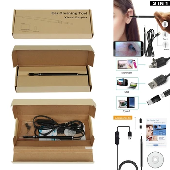 Ear Otoscope Megapixels Ear Scope Inspection Camera 3 In 1 USB Ear Digital Endoscope Earwax Cleansing Tool With 6led
Ear Otoscope Megapixels Ear Scope Inspection Camera 3 In 1 USB Ear Digital Endoscope Earwax Cleansing Tool With 6led