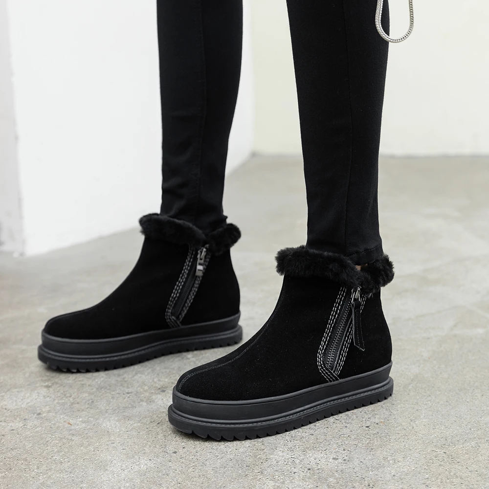 Plus Size 34-43 Top Quality Genuine Sheepskin Leather Woman Snow Boots Fashion Platforms Winter Boots Natural Fur Warm Wool Shoe 
Plus Size 34-43 Top Quality Genuine Sheepskin Leather Woman Snow Boots Fashion Platforms Winter Boots Natural Fur Warm Wool Shoe