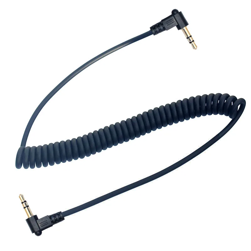 Two 90 Degree Angled Elbow Spring Coiled 3.5mm Male to Male Stereo Audio AUX Cable for Car AUX Two 90 Degree Angled Elbow Spring Coiled 3.5mm Male to Male Stereo Audio AUX Cable for Car AUX