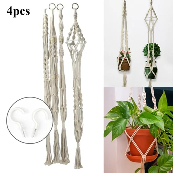 4PCS Bohemian Hand-woven Wall Hanging Net Bag Wall Hanging Potted Hanging Basket Hanging Planter Basket With 4 Hooks 4 S Hooks
4PCS Bohemian Hand-woven Wall Hanging Net Bag Wall Hanging Potted Hanging Basket Hanging Planter Basket With 4 Hooks 4 S Hooks