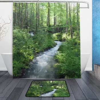 Forest Tree River Background Pattern Shower Curtain Set 3D Printing Waterproof Coated Polyester Fabric Bathroom with 12 Hooks 71
Forest Tree River Background Pattern Shower Curtain Set 3D Printing Waterproof Coated Polyester Fabric Bathroom with 12 Hooks 71