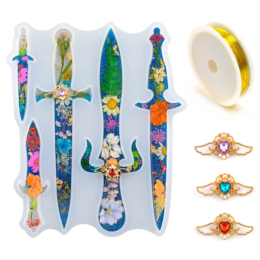 DIY Dagger Sword Crystal Epoxy Resin Mold Keychain Finger Cots Knife Defense Pendant Silicone Mould For Resin Craft Halloween
DIY Dagger Sword Crystal Epoxy Resin Mold Keychain Finger Cots Knife Defense Pendant Silicone Mould For Resin Craft Halloween