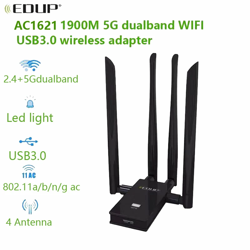 Network Card Wireless Adapter USB 3.0 2.4G / 5G Dual Band 1900Mbps EDUP EP-AC1621 4 WiFi Antenna PCI-E Network Card
Network Card Wireless Adapter USB 3.0 2.4G / 5G Dual Band 1900Mbps EDUP EP-AC1621 4 WiFi Antenna PCI-E Network Card