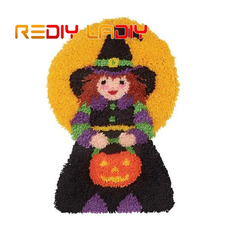 Latch Hook Kits Make Your Own Rug Halloween Girl Crocheting Cushion DIY Carpet Acrylic Yarn Printed Canvas Hobby & Crafts | Дом и сад