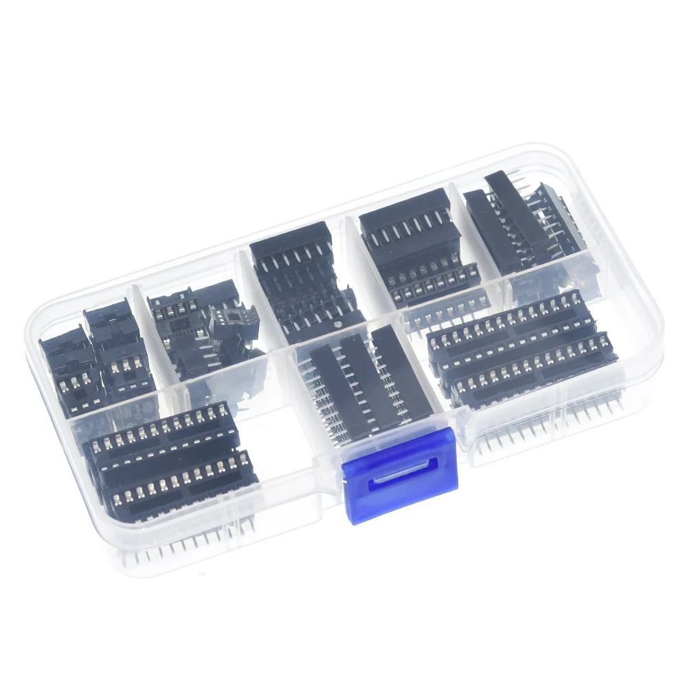 66PCS/Lot DIP IC Sockets Adaptor Solder Type Socket Kit 6,8,14,16,18,20,24,28 pins New
