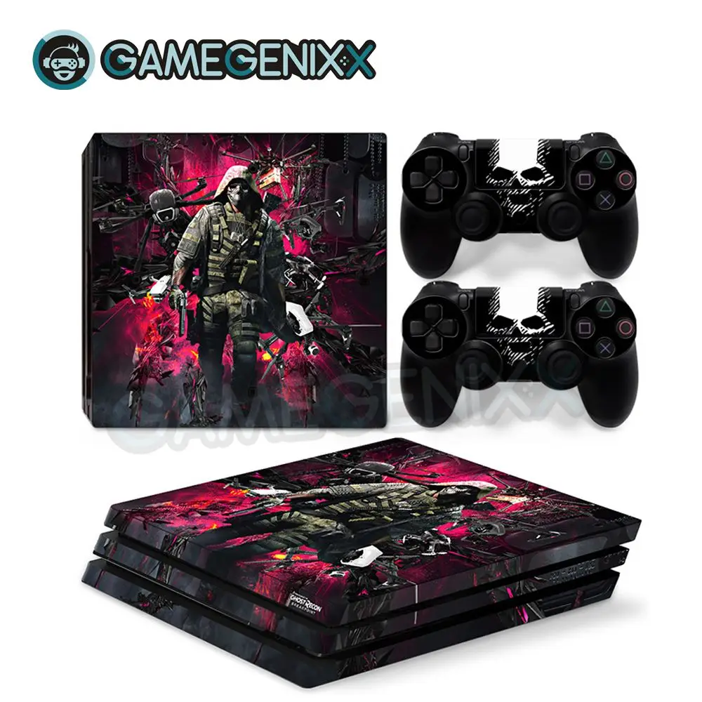 Наклейка на кожу GAMEGENIXX Виниловая наклейка для PS4 Pro консоли и 2 контроллера-Ghost Recon |