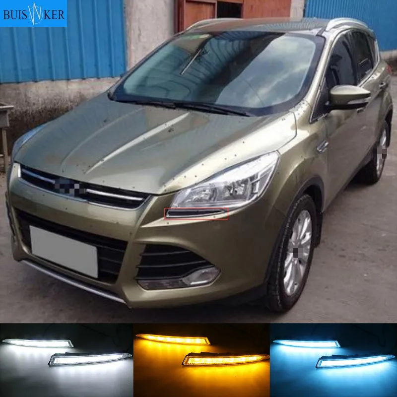 

2Pcs Waterproof Car Led Daytime Running Light Drl Daylight Led Car For Ford Kuga Escape 2012 2013 2014 2015 With Fog Lamp