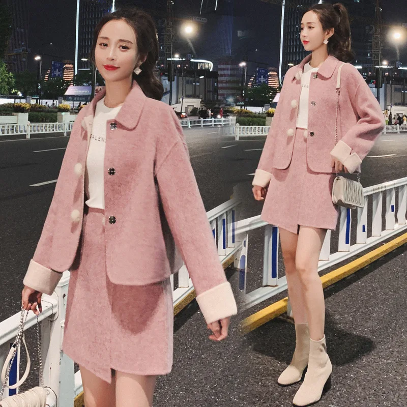 Autumn & Winter Dress Outfit Women's Trendy Two-Piece Set 2019 New Style Graceful Woolen Short Skirt Business Fashionable Wester 
Autumn & Winter Dress Outfit Women's Trendy Two-Piece Set 2019 New Style Graceful Woolen Short Skirt Business Fashionable Wester