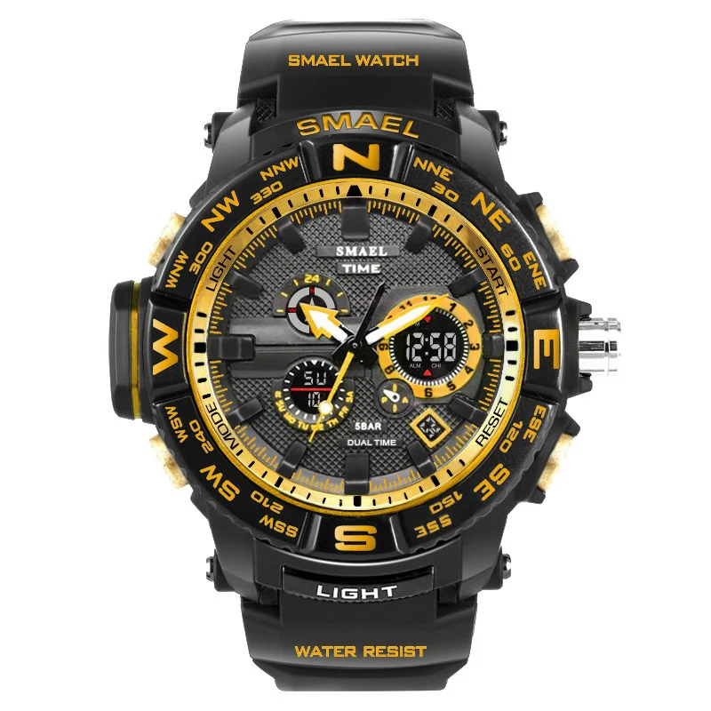SMAEL Brand Watches Men Golden Sport Watches 30M Waterproof Quartz Dual Display Watch Mens Watches horloge heren horloge man
SMAEL Brand Watches Men Golden Sport Watches 30M Waterproof Quartz Dual Display Watch Mens Watches horloge heren horloge man