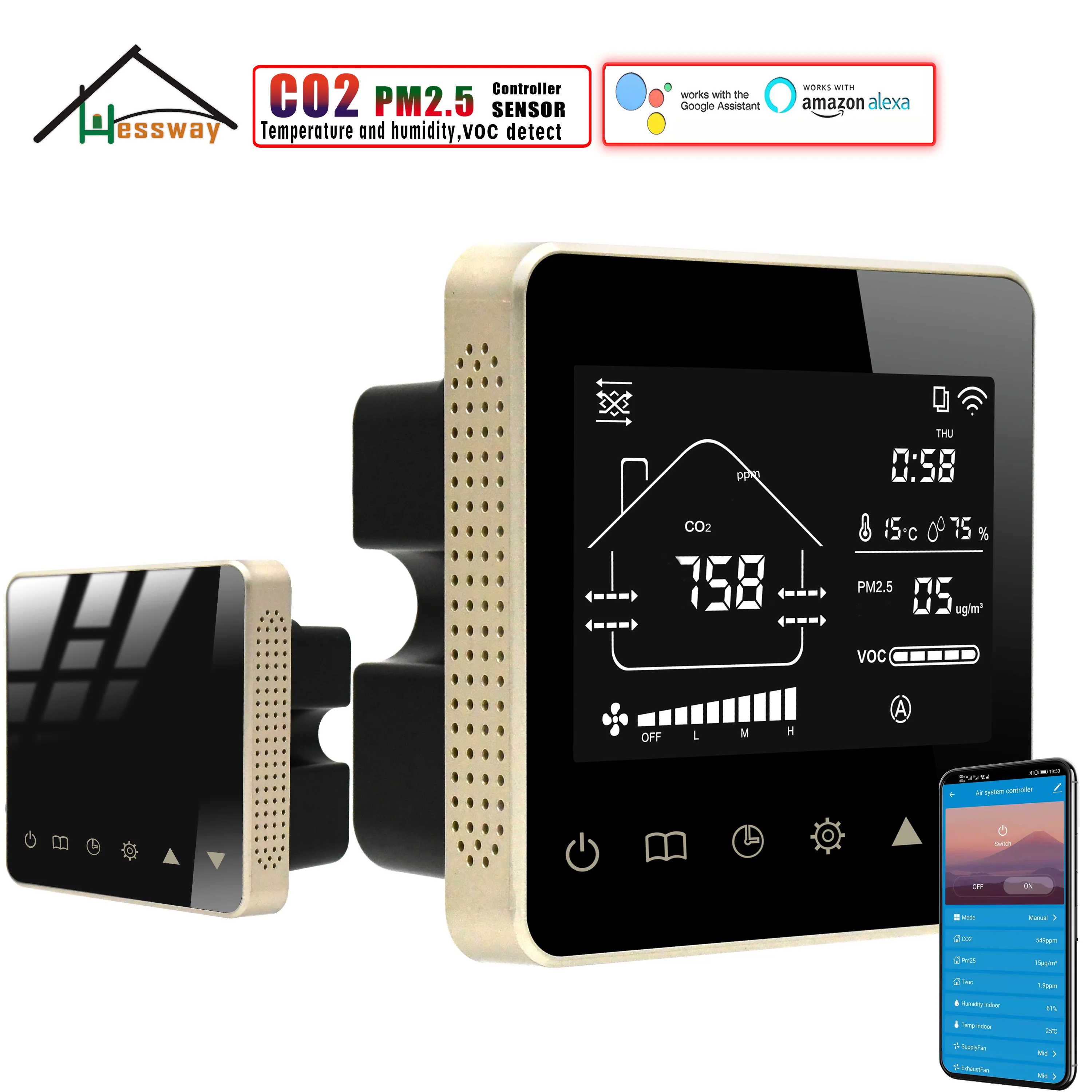 HESSWAY RS485 Gas Exhaust Analyzer Regulator CO2 PM2.5 Sensor for VOC Temp Humidity Detector WIFI Control TUYA Smart Linkage
HESSWAY RS485 Gas Exhaust Analyzer Regulator CO2 PM2.5 Sensor for VOC Temp Humidity Detector WIFI Control TUYA Smart Linkage