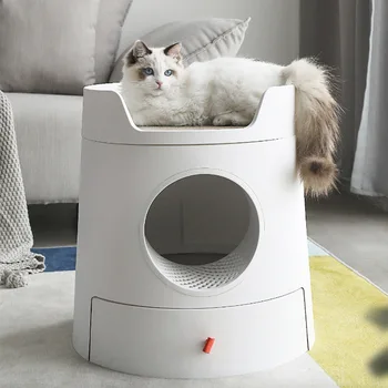 Space-saving multi-functional Castle space large cat litter basin sand leakage design with cat grab board cat litter basin drawe
Space-saving multi-functional Castle space large cat litter basin sand leakage design with cat grab board cat litter basin drawe