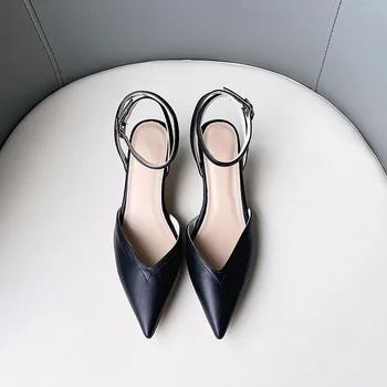 Genuine Leather Pointed-Toe Semi-high Heeled Sandals Closed-toe Slingback with Thin Heeled WOMEN'S Shoes
Genuine Leather Pointed-Toe Semi-high Heeled Sandals Closed-toe Slingback with Thin Heeled WOMEN'S Shoes